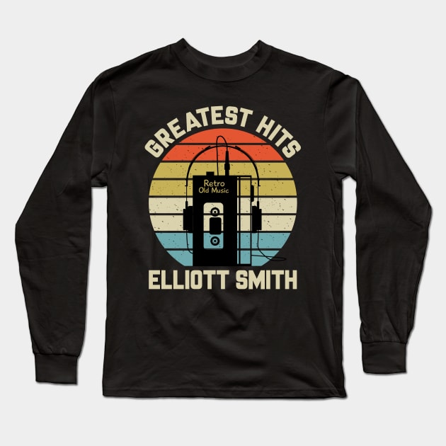 Greatest Hits Elliott Retro Walkman Smith Vintage Art Long Sleeve T-Shirt by Dinosaur Mask Store